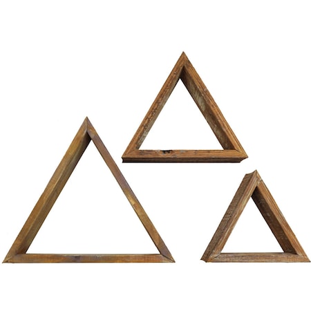 Ekena Millwork Triangle, Open Back, Vintage Farmhouse Shadow Box Shelves, Barnwood Decor Collection, PK3 DECR15SBTROBBR